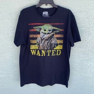 Star Wars The Mandalorian Baby Yoda Shirt Wanted Sz L T-shirt